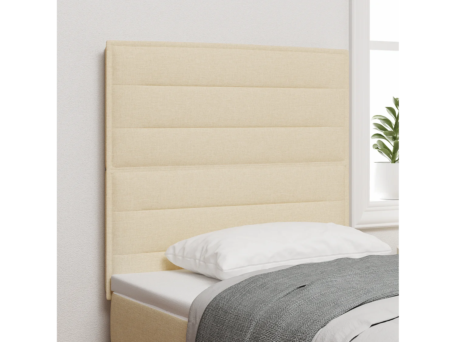 Tête de Lit | Panneau de tête pour lit Moderne Hauteur réglable avec Tête de Lit | Panneau de tête pour lit Moderne Crème 80 cm tissu