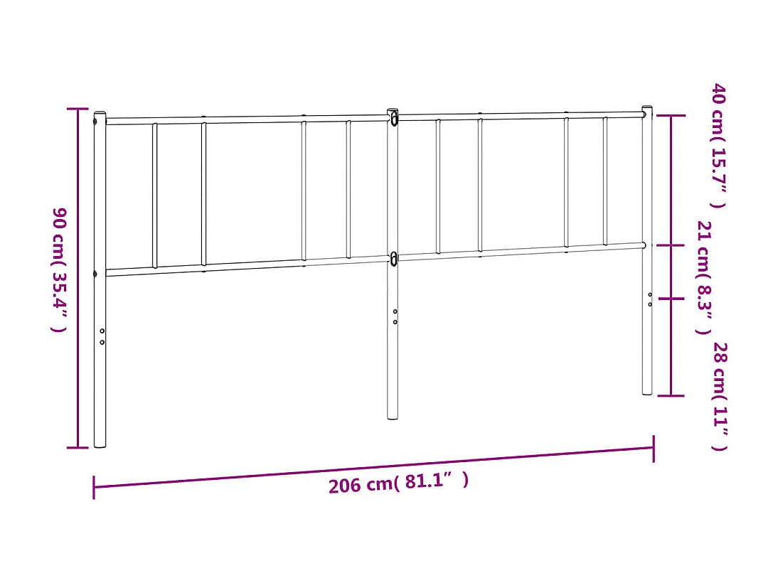 Mueble cabecero | Cabezal de cama | Cabecero de metal blanco 200 cm