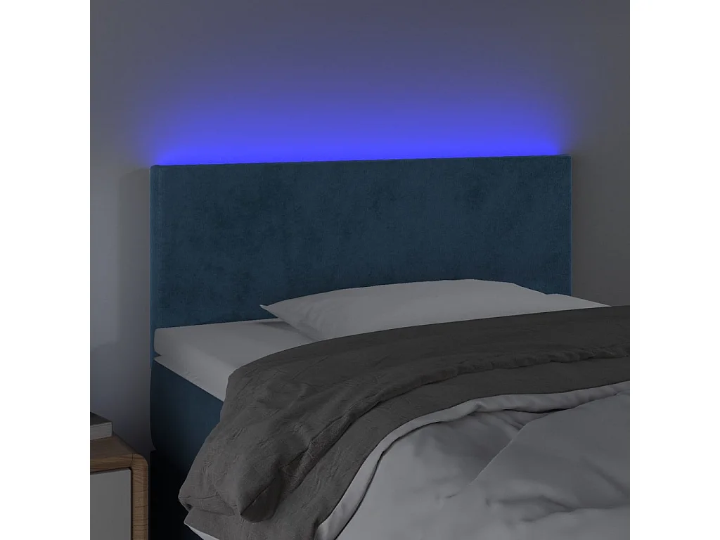 Cabecero | Cabezal de Cama | Mueble cabecero con LED de terciopelo azul 100x5x78/88 cm