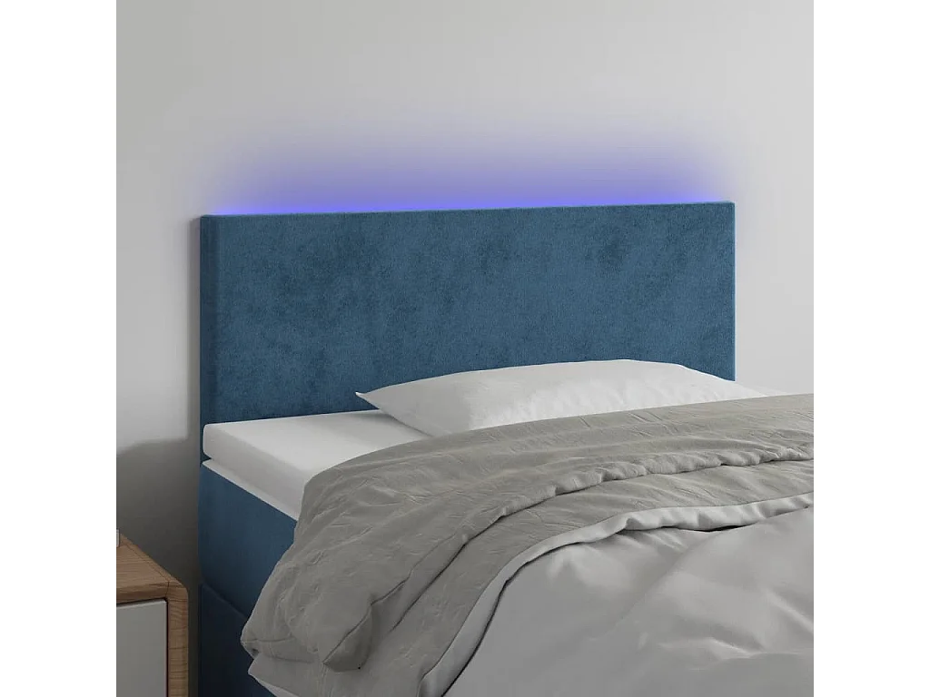 Hoofdbord | Hoofdeinde LED 100x5x78/88 cm fluweel donkerblauw