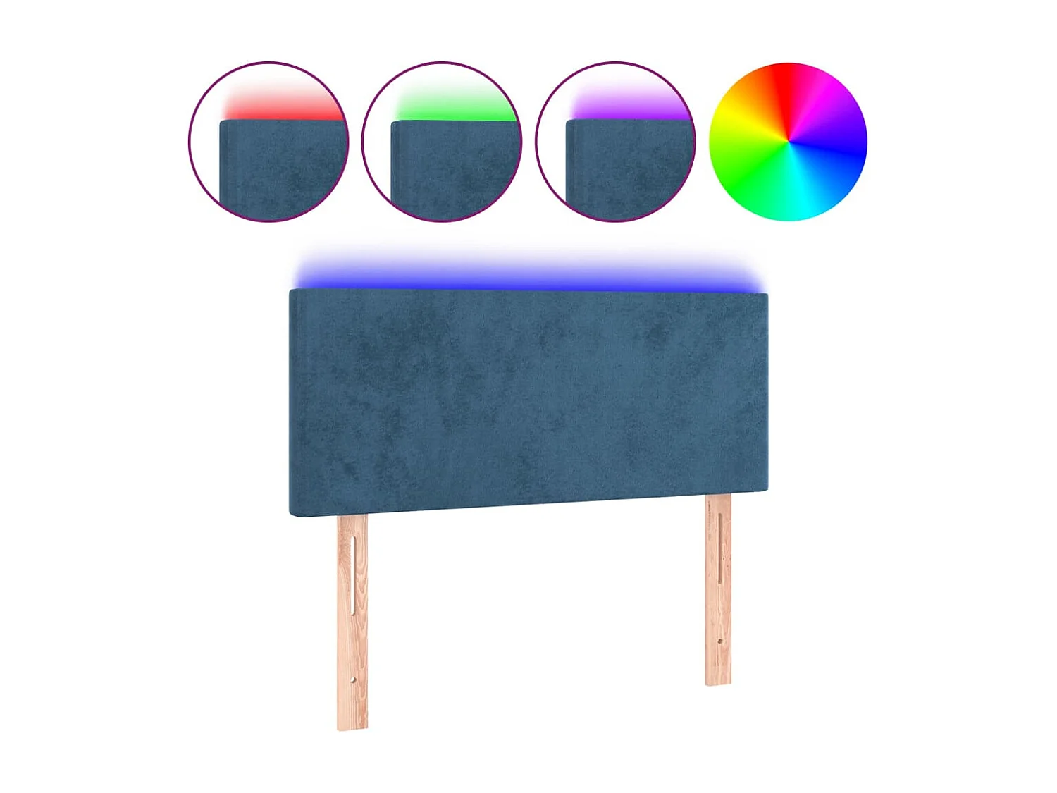 Hoofdbord | Hoofdeinde LED 100x5x78/88 cm fluweel donkerblauw