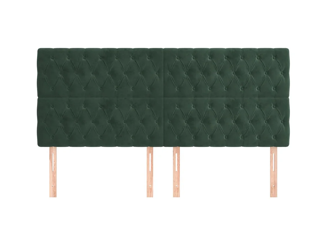 Têtes de lit | Panneaux de tête pour lit Moderne 4 pcs Vert foncé 90x7x78/88 cm Velours