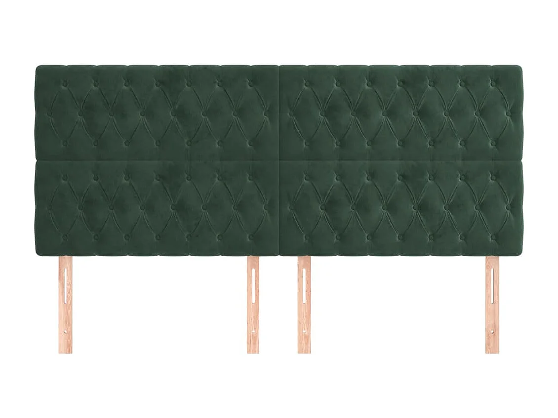 Têtes de lit | Panneaux de tête pour lit Moderne 4 pcs Vert foncé 90x7x78/88 cm Velours