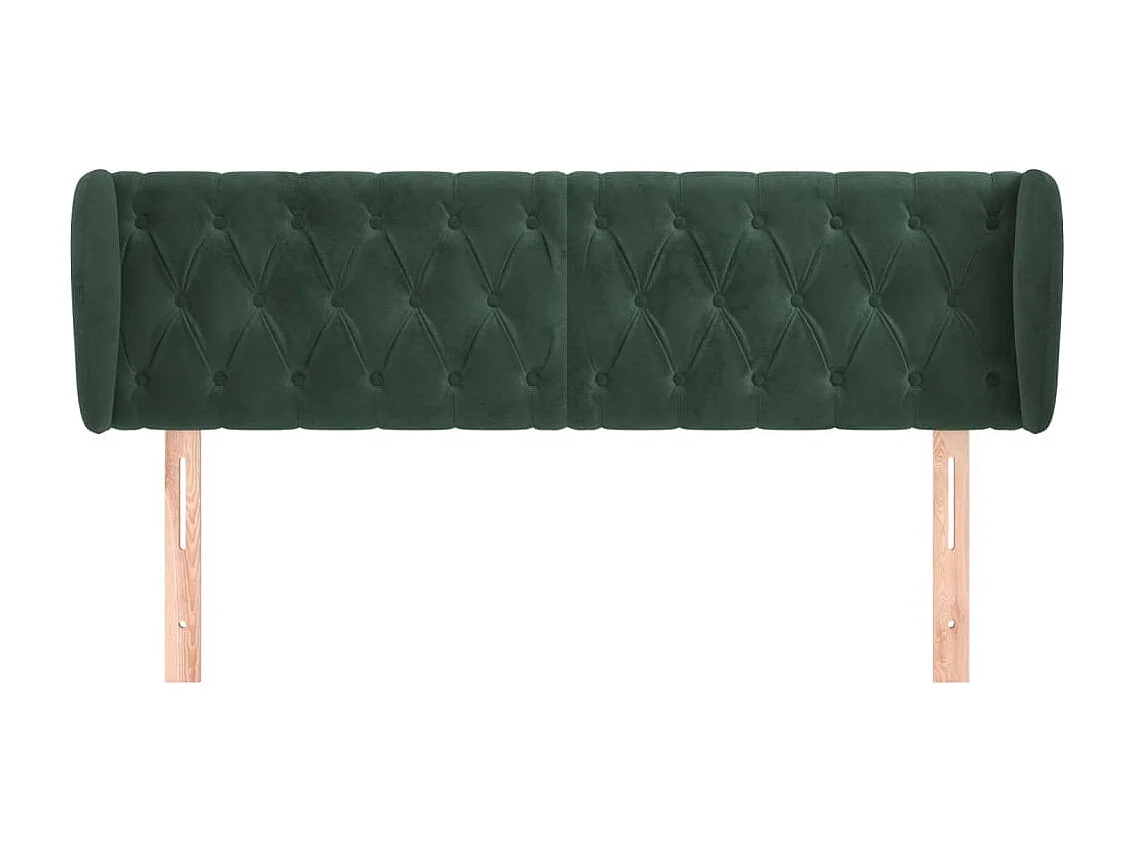 Mueble cabecero | Cabezal de cama | Cabecero de terciopelo verde oscuro 163x23x78/88 cm