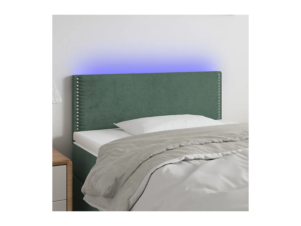 Tête de Lit | Panneau de tête pour lit Moderne à LED Vert foncé 80x5x78/88 cm Velours