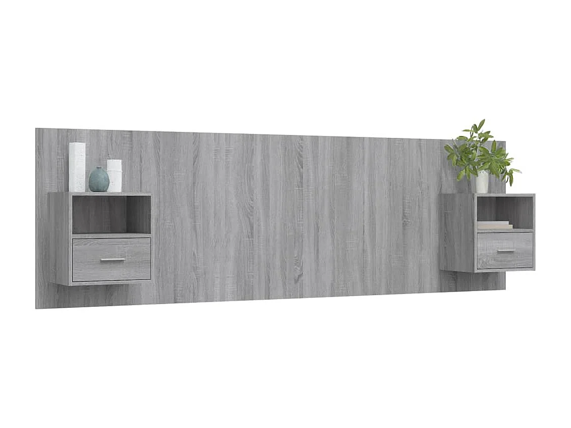 Hoofdbord | Hoofdeinde met kastjes bewerkt hout grijs sonoma eikenkleurig
