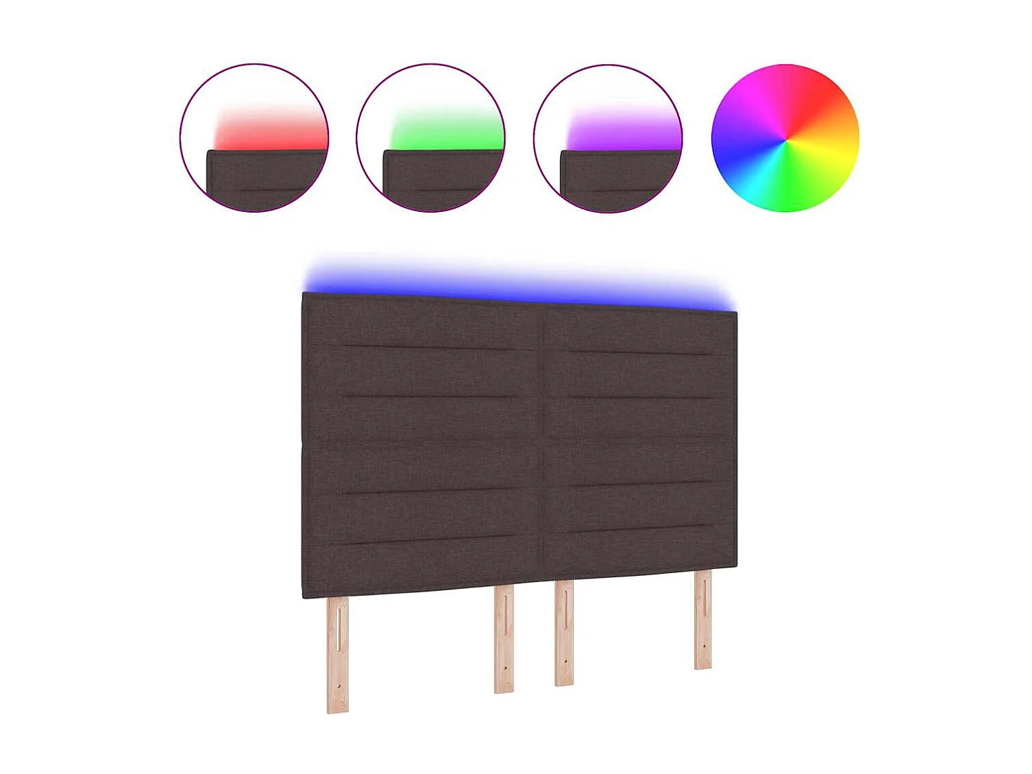 Tête de lit LED Montage mural | Panneau de tête pour lit Moderne  Marron foncé 144 cm tissu