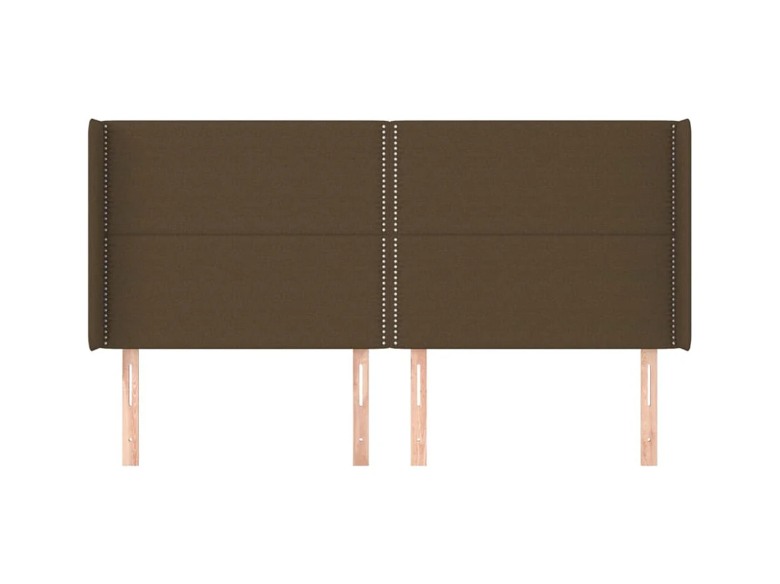 Cabecero | Cabezal de Cama | Mueble cabecero con orejas de tela marrón oscuro 203x16x118/128 cm