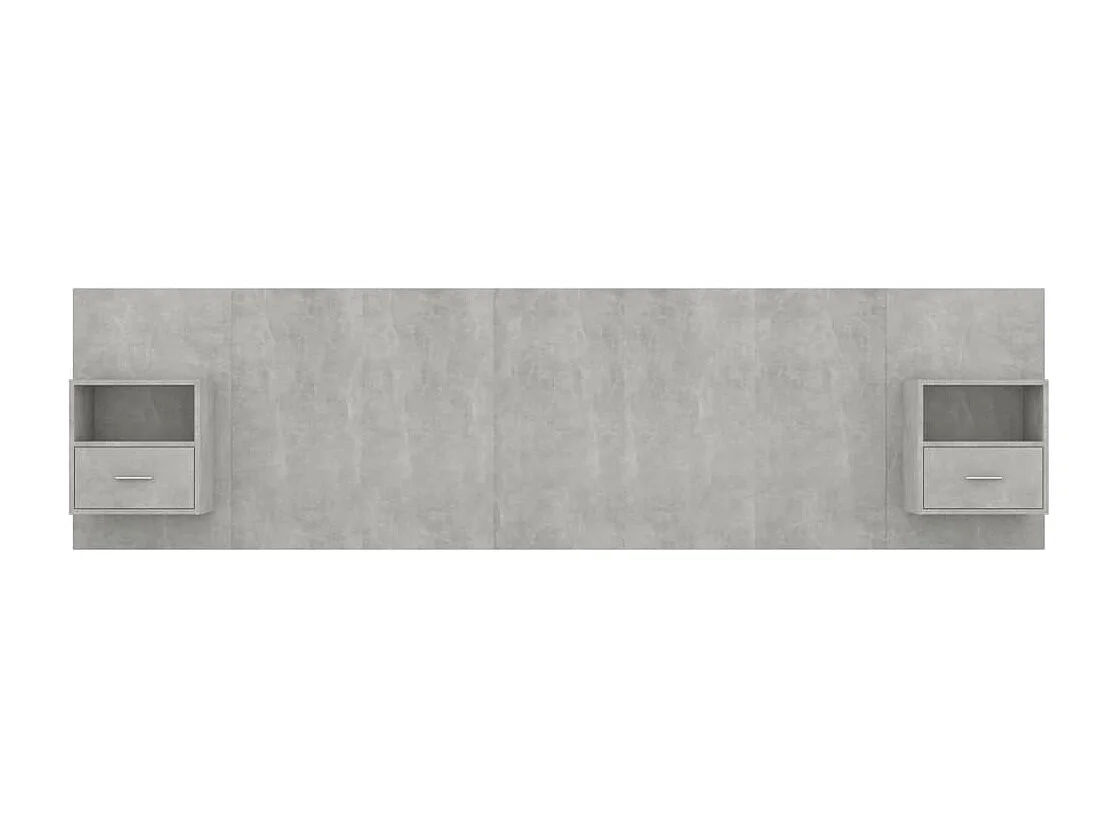 Cabecero de Cama | Cabezal de cama | Mueble de cabecero con mesitas madera contrachapada gris hormigón