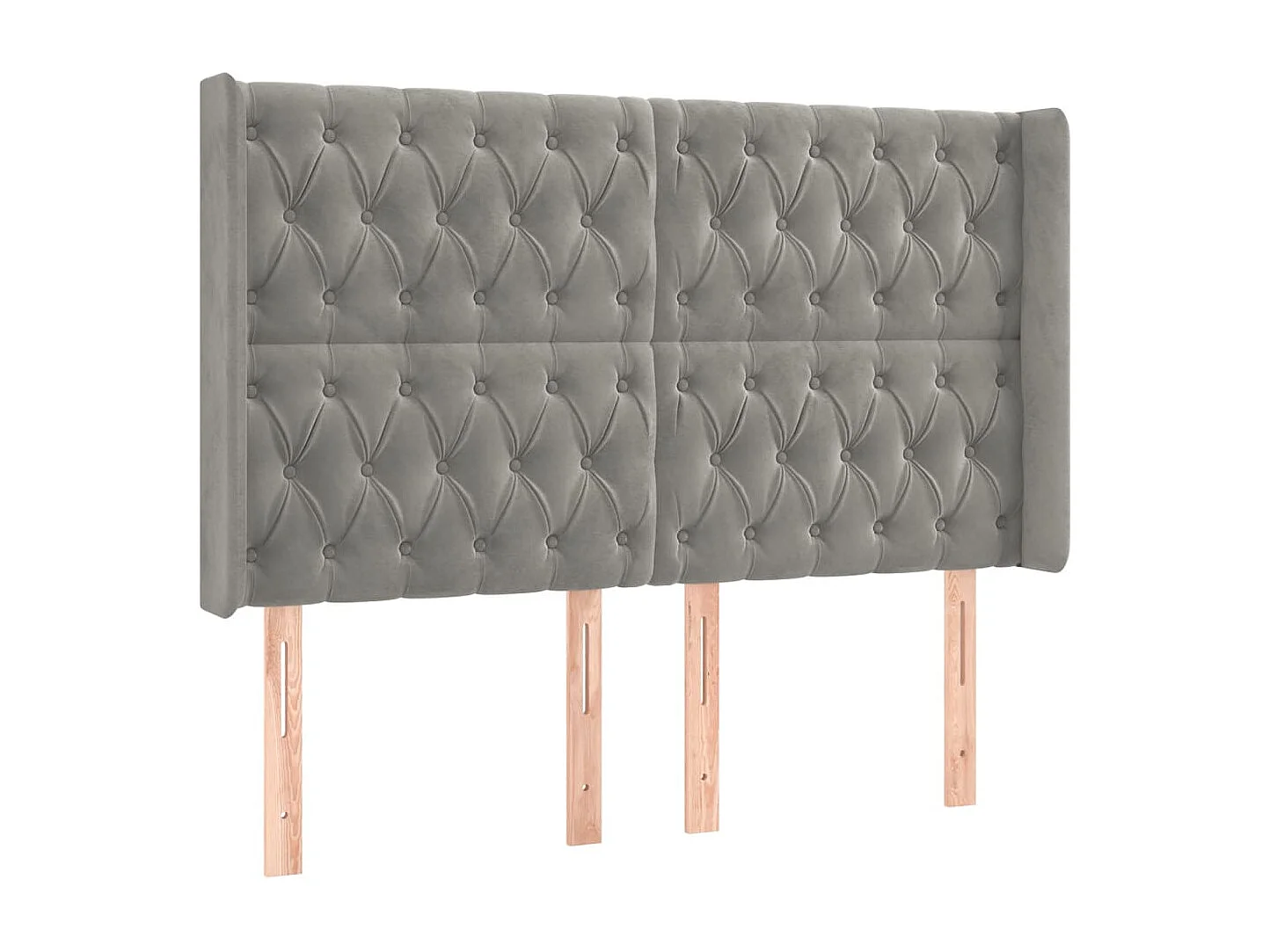 Tête de Lit | Panneau de tête pour lit Moderne avec oreilles Gris clair 147x16x118/128 cm Velours