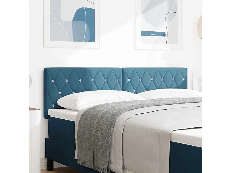 Tête de Lit | Panneau de tête pour lit Moderne en Velours Argyle Manuel Bleu foncé 160 cm Velours