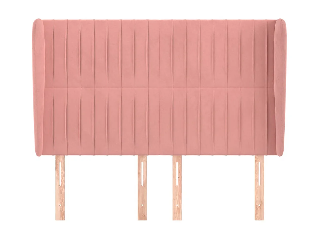 Tête de Lit | Panneau de tête pour lit Moderne avec oreilles Rose 147x23x118/128 cm Velours