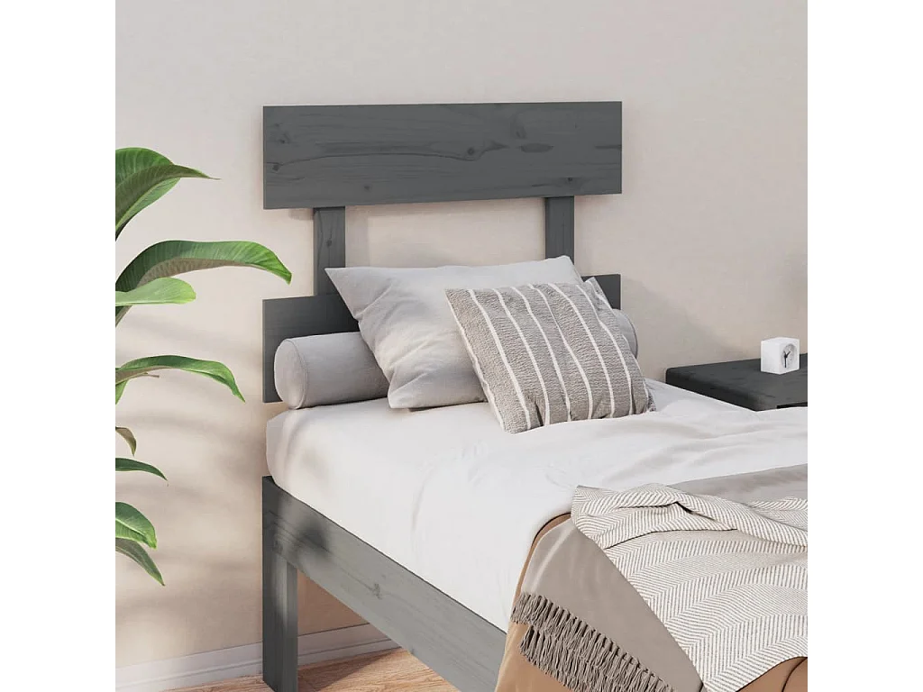 Tête de Lit | Panneau de tête pour lit Moderne Gris 93,5x3x81 cm Bois massif de pin