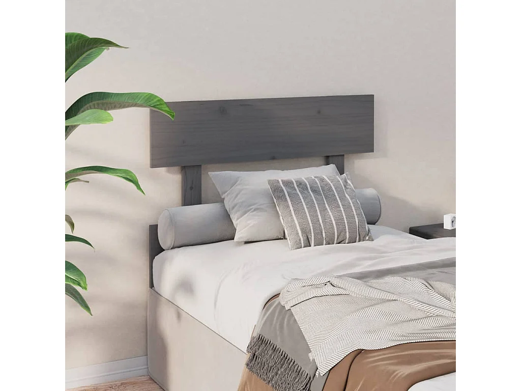 Tête de Lit | Panneau de tête pour lit Moderne Gris 93,5x3x81 cm Bois massif de pin