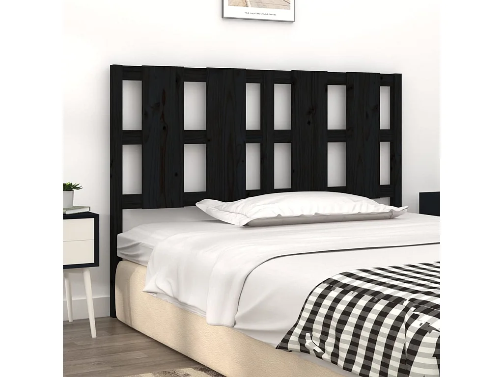 Cabecero de Cama | Cabezal de cama | Mueble de cabecero madera maciza de pino negro 125,5x4x100 cm