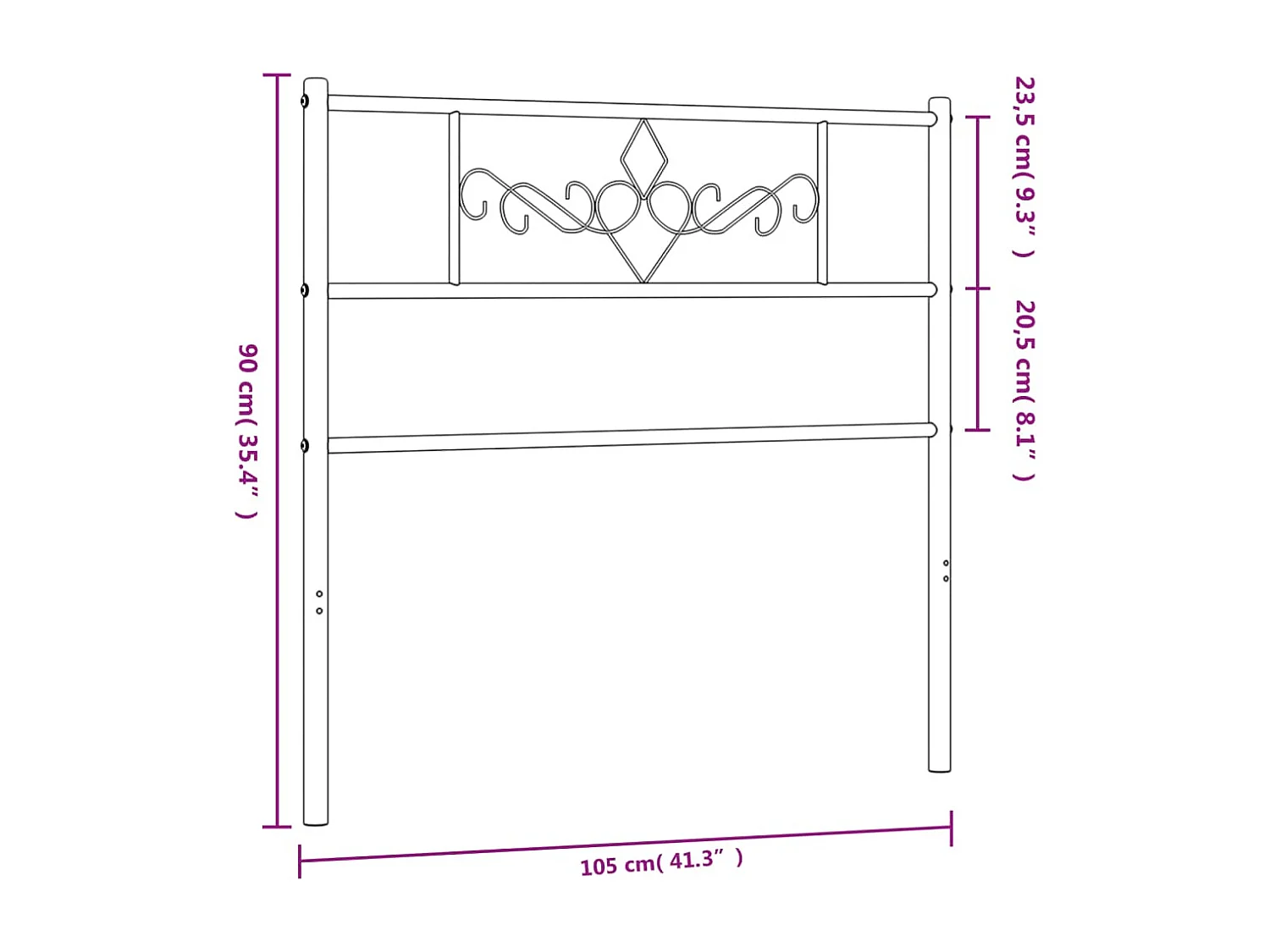 Mueble cabecero | Cabezal de cama | Cabecero de metal blanco 100 cm