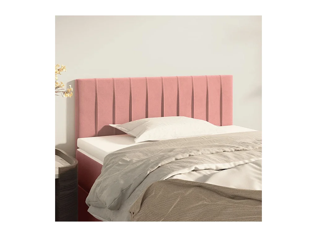 Mueble cabecero | Cabezal de cama | Cabecero de terciopelo rosa 90x5x78/88 cm