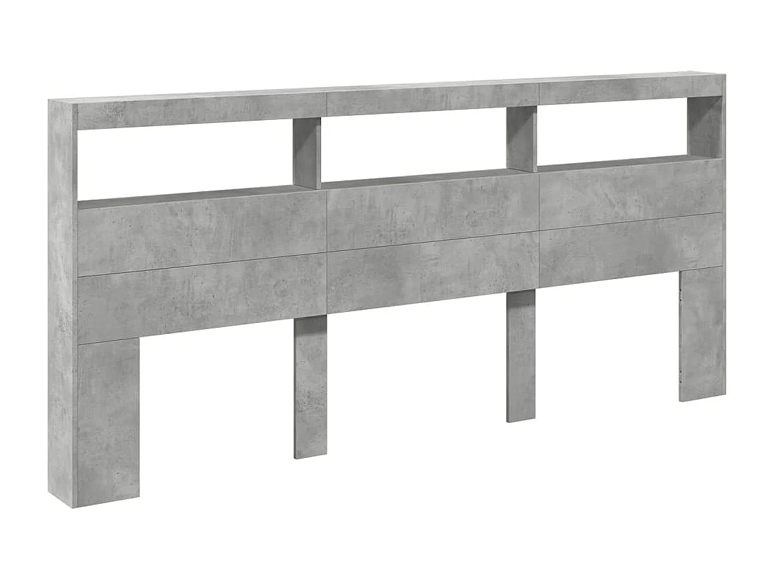 Cabecero de Cama | Cabezal de cama | Mueble de cabecero con luz LED gris hormigón 220x17x102 cm