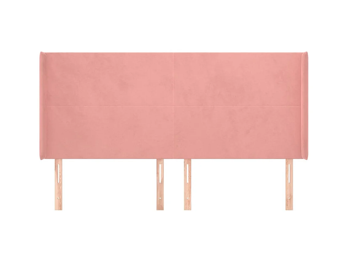 Tête de Lit | Panneau de tête pour lit Moderne avec oreilles Rose 183x16x118/128 cm Velours