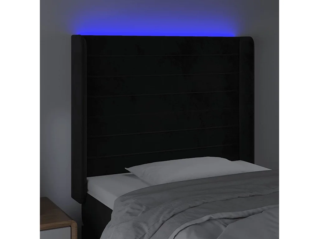 Hoofdbord | Hoofdeinde LED 103x16x118/128 cm fluweel zwart