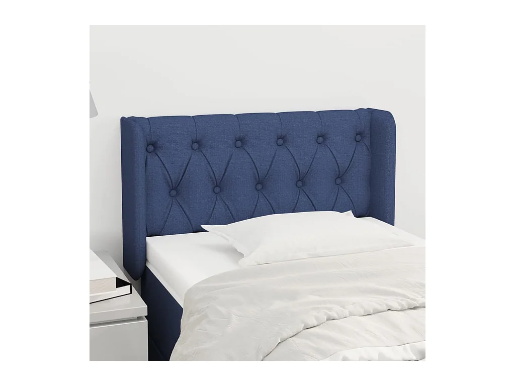 Tête de Lit | Panneau de tête pour lit Moderne avec oreilles Bleu 83x16x78/88 cm Tissu