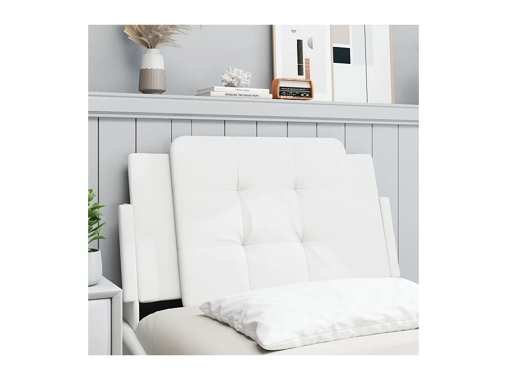Cabecero de Cama | Cabezal de cama | Mueble de cabecero acolchado Zadar cuero sintético blanco 90 cm