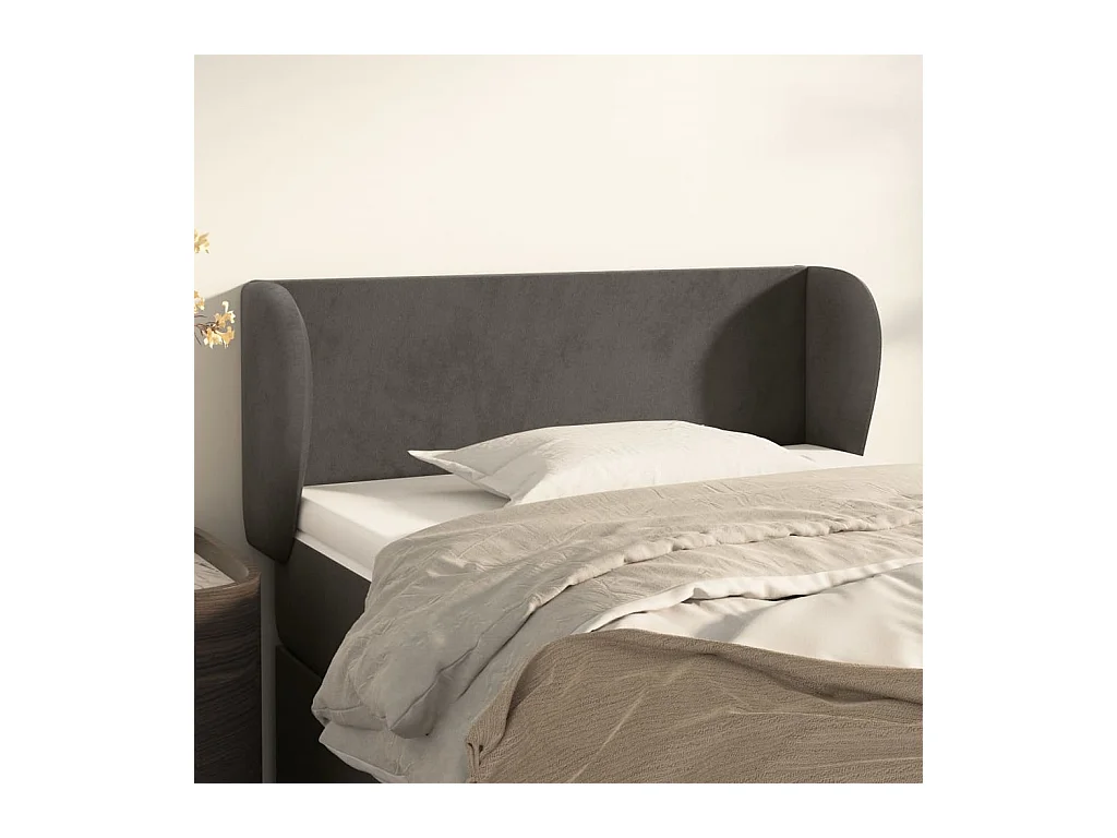 Tête de Lit | Panneau de tête pour lit Moderne avec oreilles Gris foncé 93x23x78/88 cm Velours