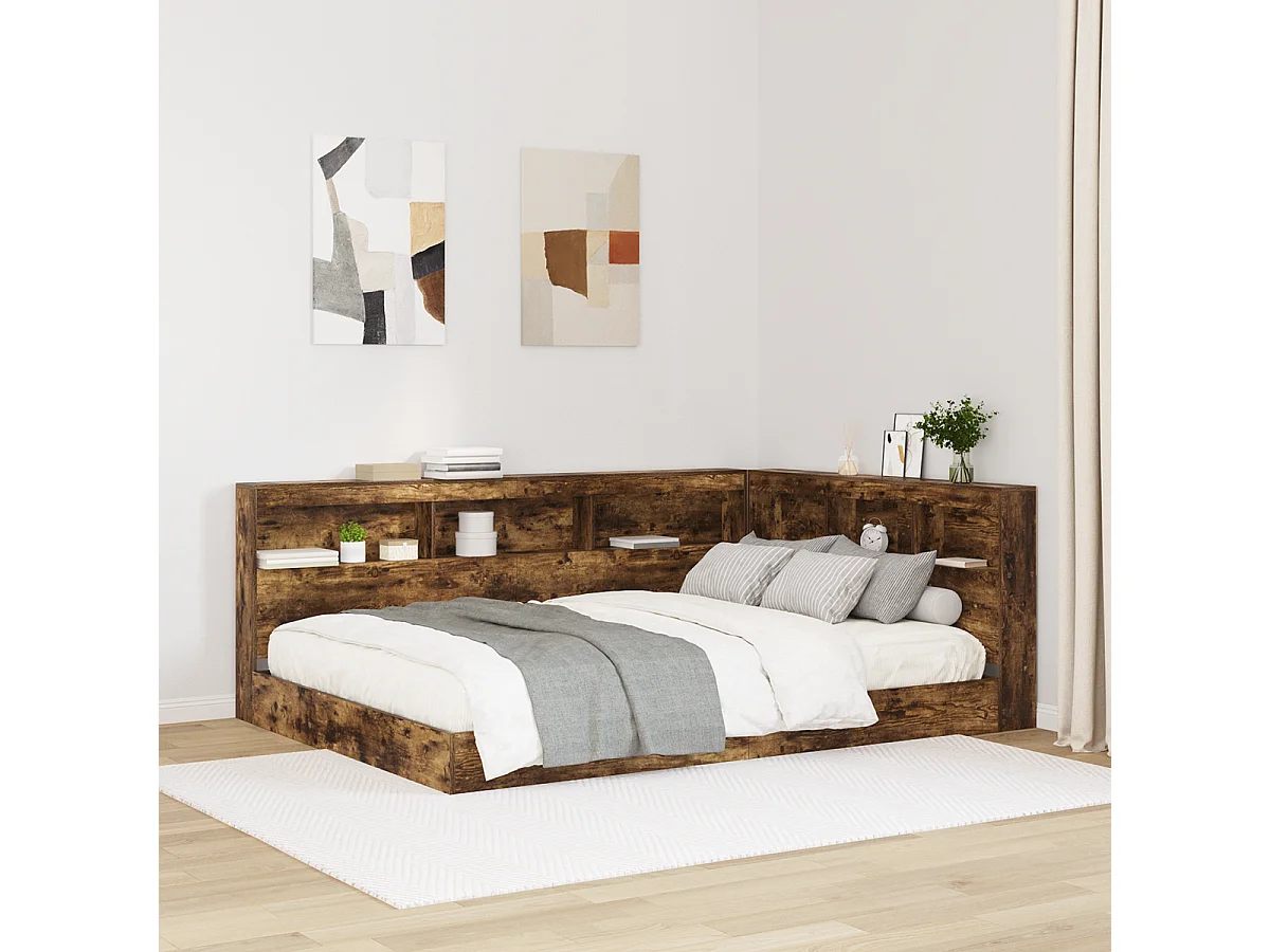Tête de Lit de rangement | Panneau de tête pour lit Chêne fumé 150 cm Bois d'ingénierie