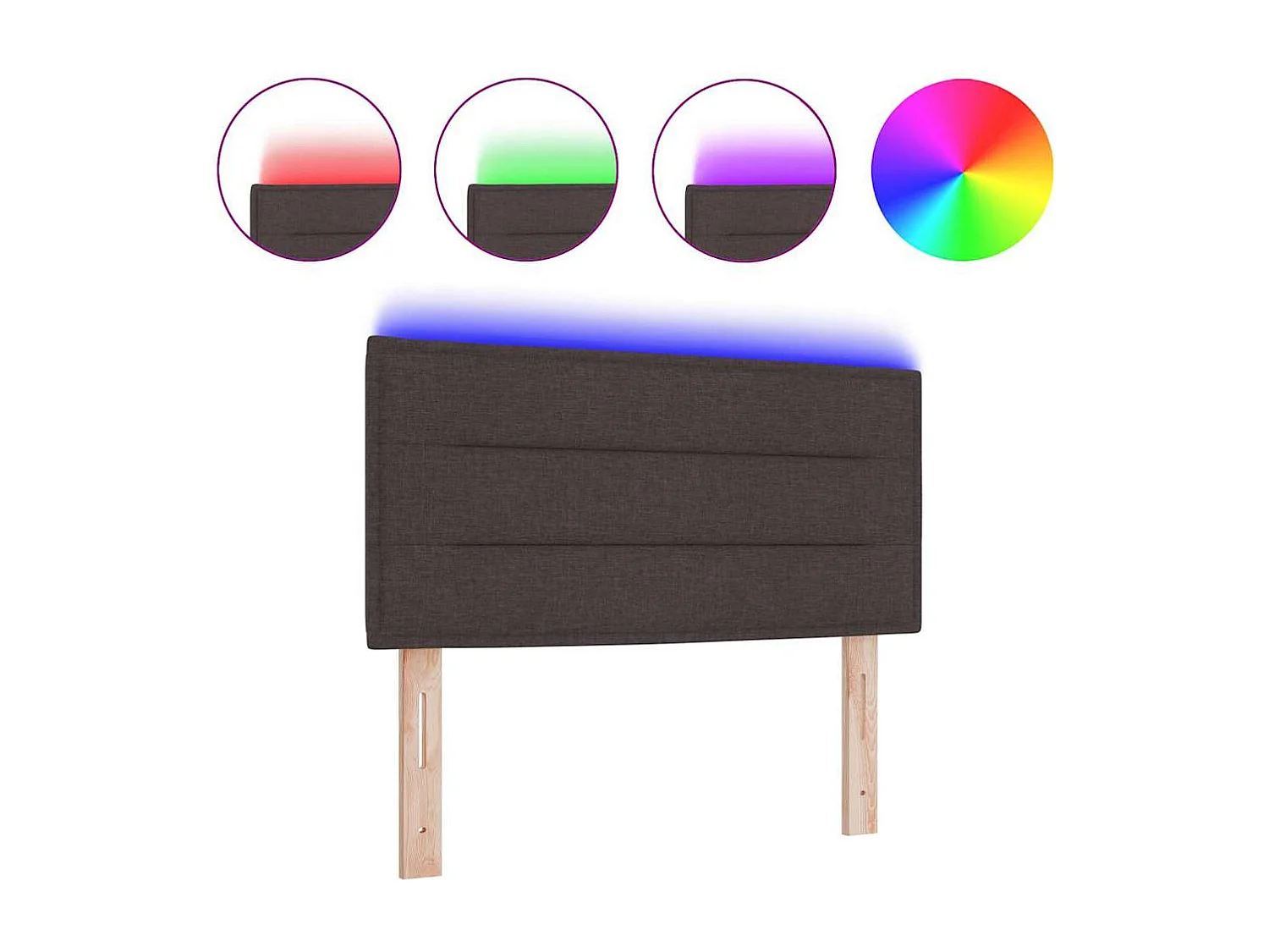 Mueble cabecero | Cabecero | Cabezal de cama LED con luces de tiras LED Marrón oscuro 80 cm tela