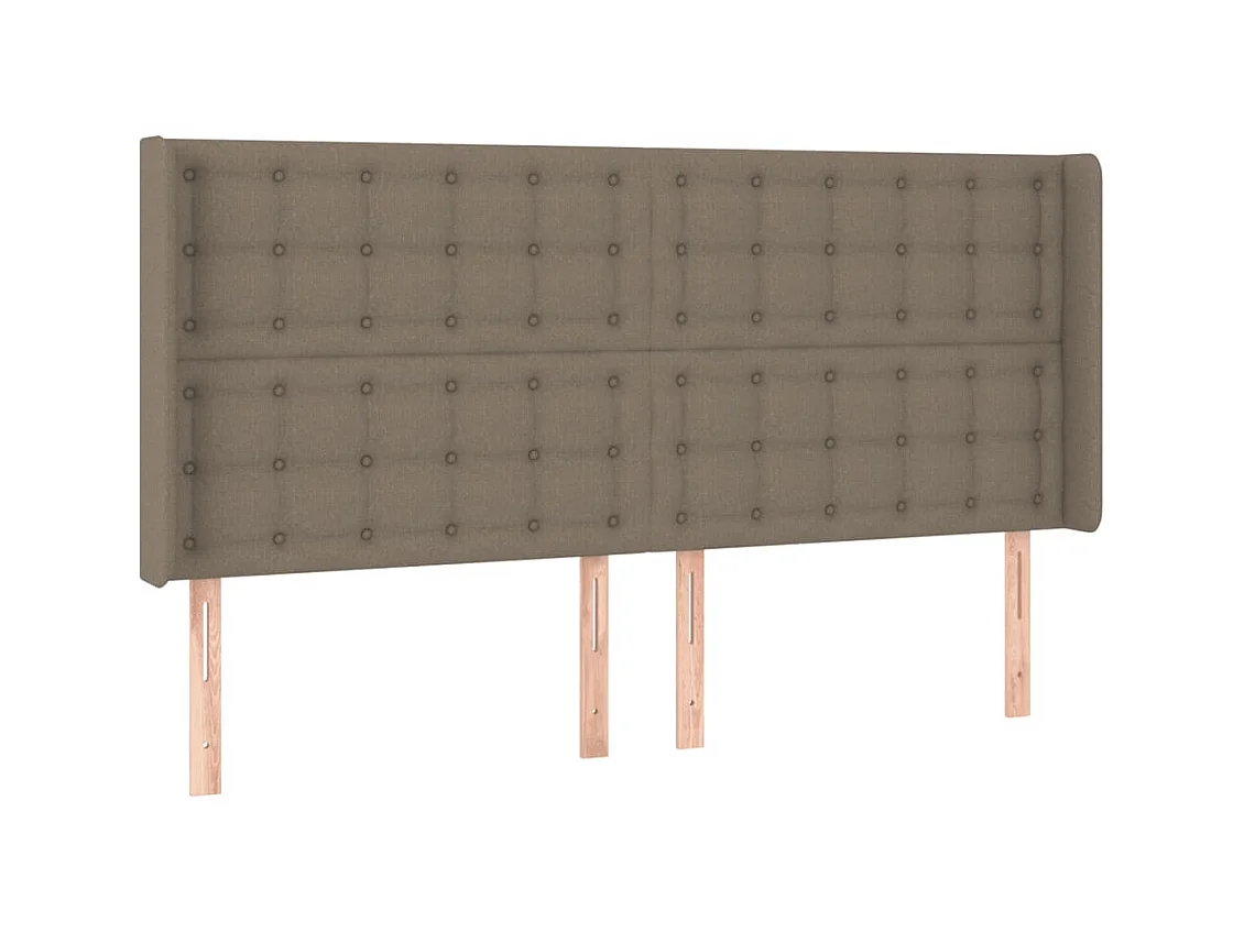 Mueble cabecero | Cabezal de cama | Cabecero con LED de tela gris taupe 203x16x118/128 cm