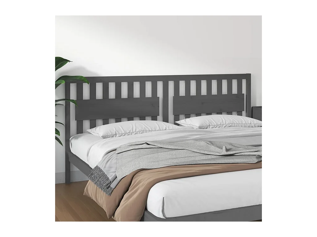 Cabecero de Cama | Cabezal de cama | Mueble de cabecero madera maciza de pino gris 205,5x4x100 cm