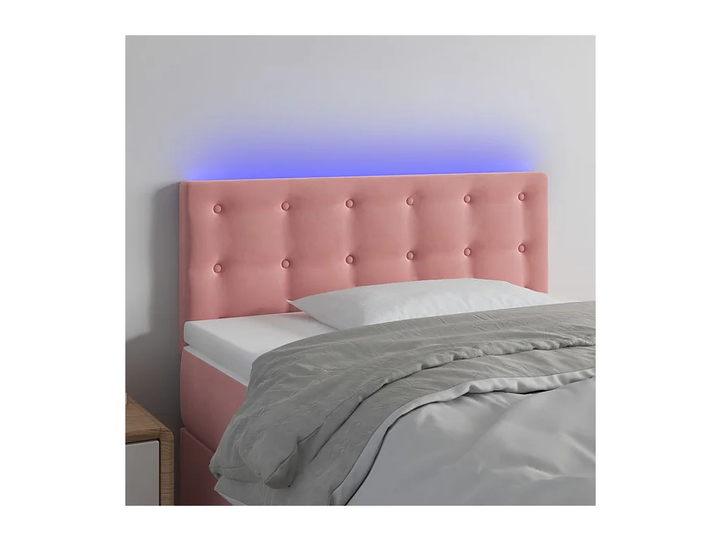 Tête de Lit | Panneau de tête pour lit Moderne à LED Rose 80x5x78/88 cm Velours