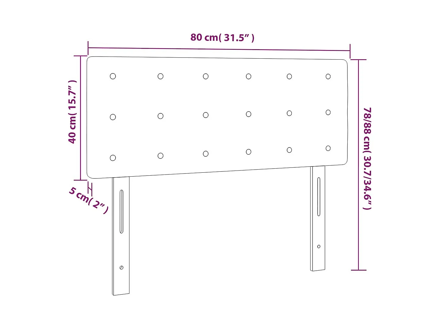 Tête de Lit | Panneau de tête pour lit Moderne à LED Rose 80x5x78/88 cm Velours