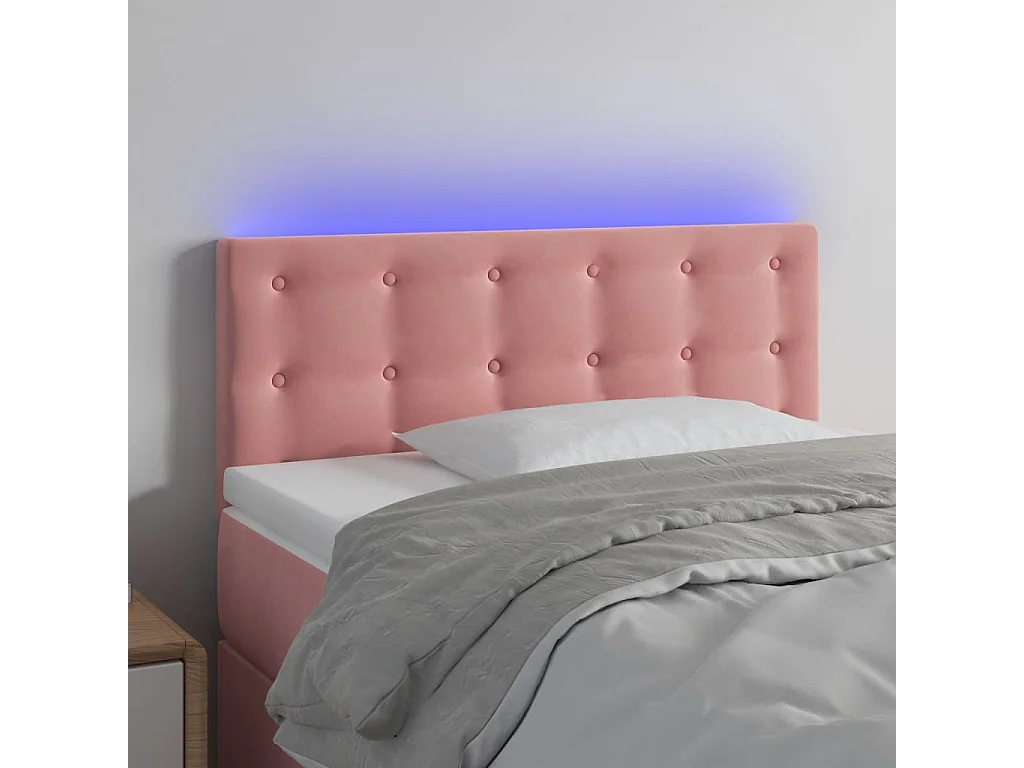 Hoofdbord | Hoofdeinde LED 80x5x78/88 cm fluweel roze