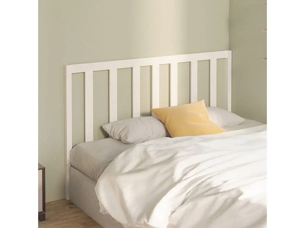 Tête de Lit | Panneau de tête pour lit Moderne Blanc 166x4x100 cm Bois massif de pin