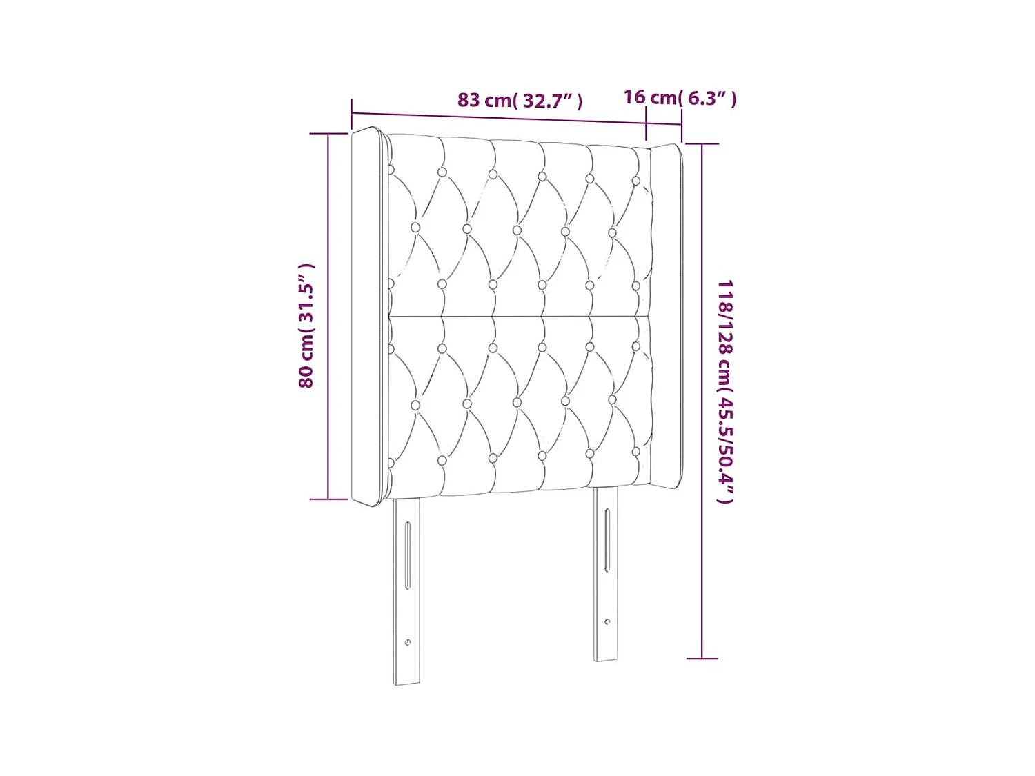 Mueble cabecero | Cabezal de cama | Cabecero con LED de tela azul 83x16x118/128 cm