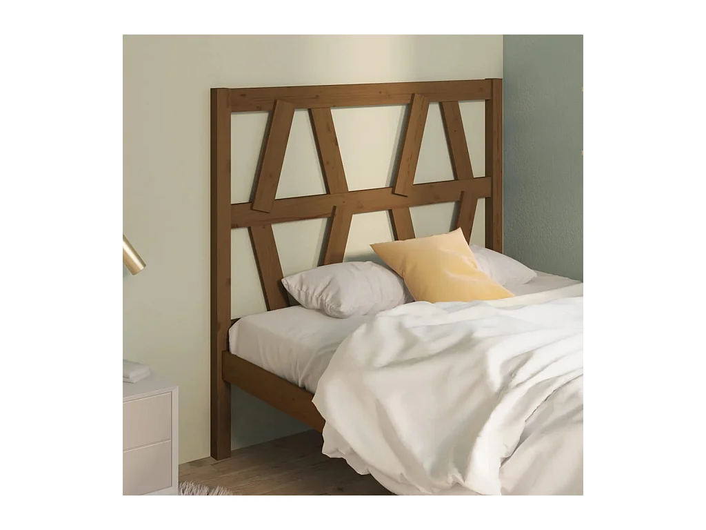 Cabecero de Cama | Cabezal de cama | Mueble de cabecero madera maciza de pino marrón miel 96x4x100 cm