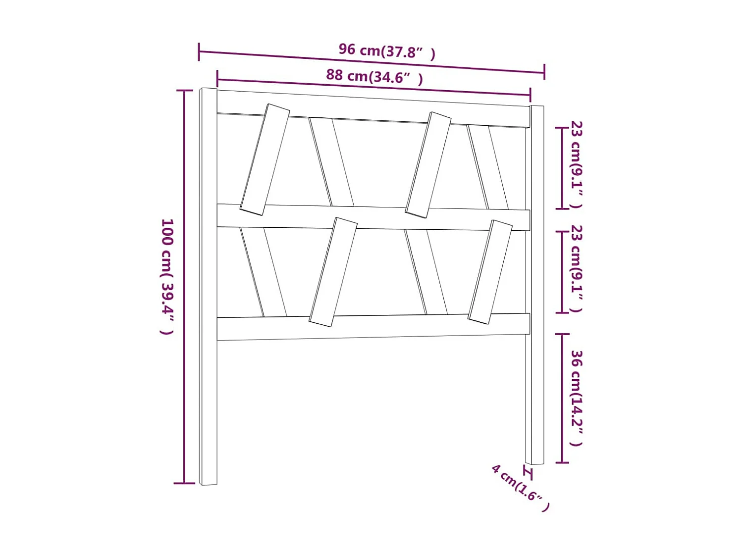 Cabecero de Cama | Cabezal de cama | Mueble de cabecero madera maciza de pino marrón miel 96x4x100 cm