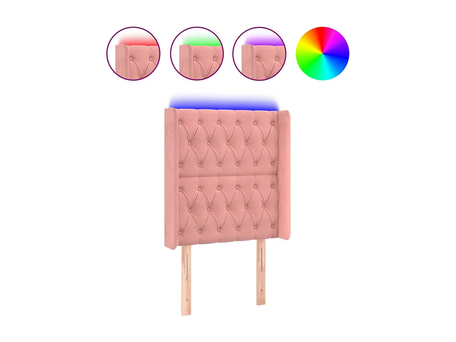 Tête de Lit | Panneau de tête pour lit Moderne à LED Rose 83x16x118/128 cm Velours