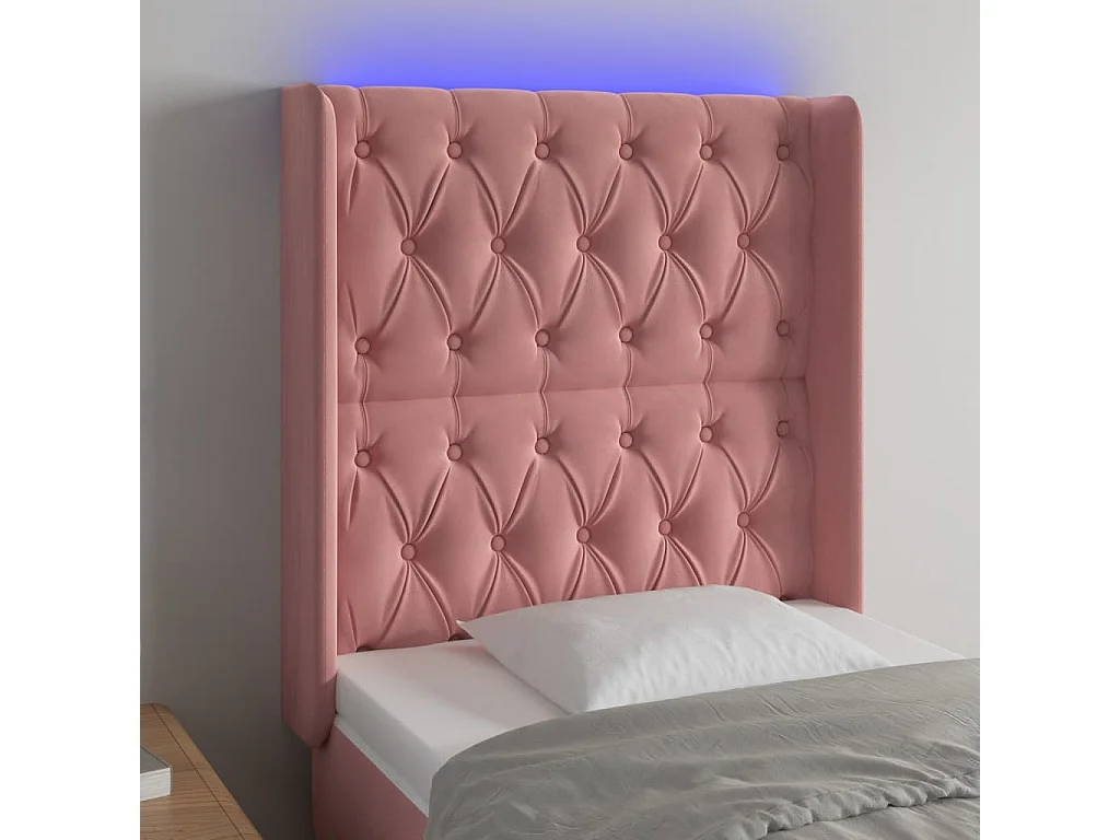 Hoofdbord | Hoofdeinde LED 83x16x118/128 cm fluweel roze