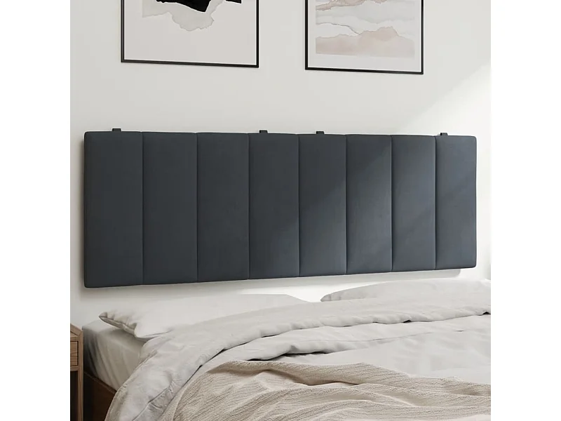 Cabecero de Cama | Cabezal de cama | Mueble de cabecero acolchado Hanko terciopelo gris oscuro 140 cm