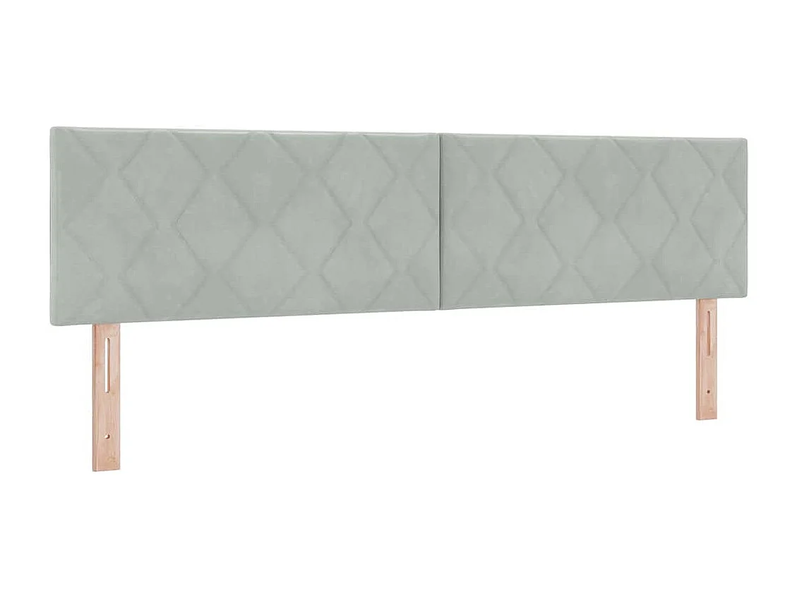 Tête de lit Montage mural | Panneau de tête pour lit Moderne  Géométrique Gris clair 180 cm Velours
