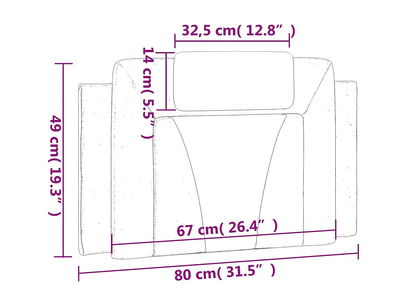 Cabecero de Cama | Cabezal de cama | Mueble de cabecero acolchado Viana cuero sintético gris 80 cm