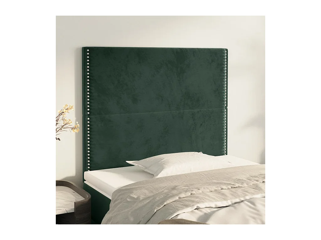 Cabeceros | Cabezal de cama | Mueble de cabecero 2 unidades de terciopelo verde oscuro 90x5x78/88 cm