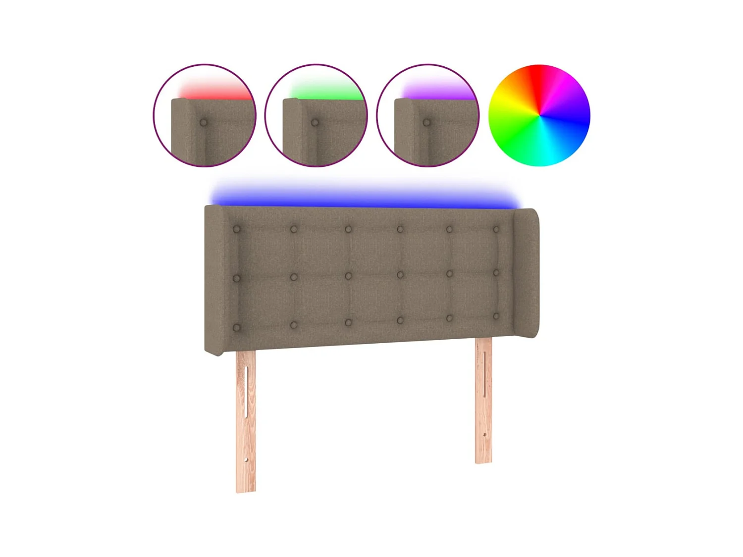 Tête de Lit | Panneau de tête pour lit Moderne à LED Taupe 93x16x78/88 cm Tissu