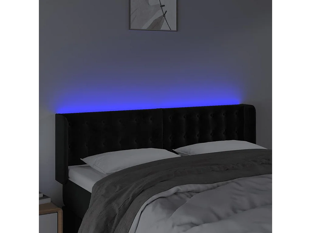 Hoofdbord | Hoofdeinde LED 147x16x78/88 cm fluweel zwart