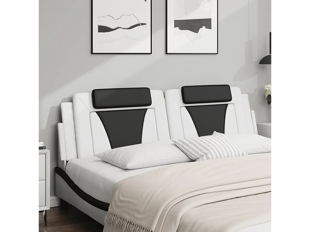 Tête de lit | Coussin de tête de lit | Tête de lit décoratif blanc et noir 180 cm similicuir