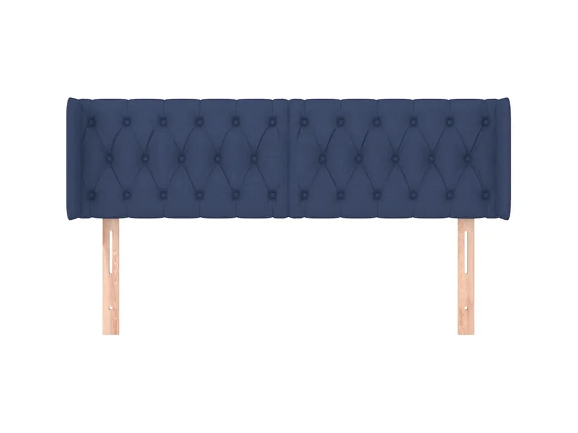 Mueble cabecero | Cabezal de cama | Cabecero de tela azul 163x16x78/88 cm