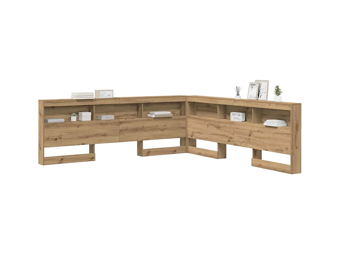 Mueble cabecero con almacenamiento | Cabecera de almacenamiento con estante Roble artisan 180 cm