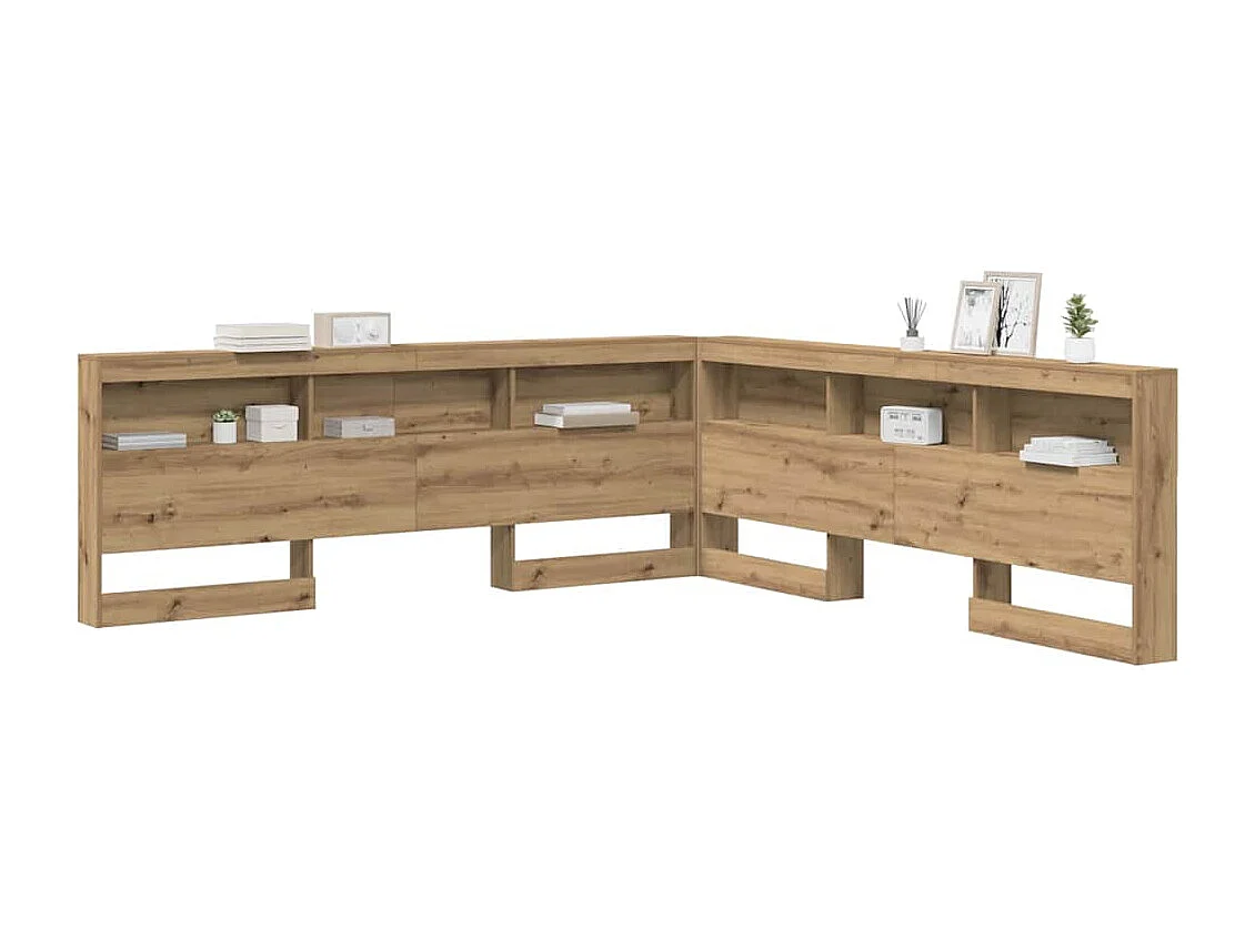 Mueble cabecero con almacenamiento | Cabecera de almacenamiento con estante Roble artisan 180 cm